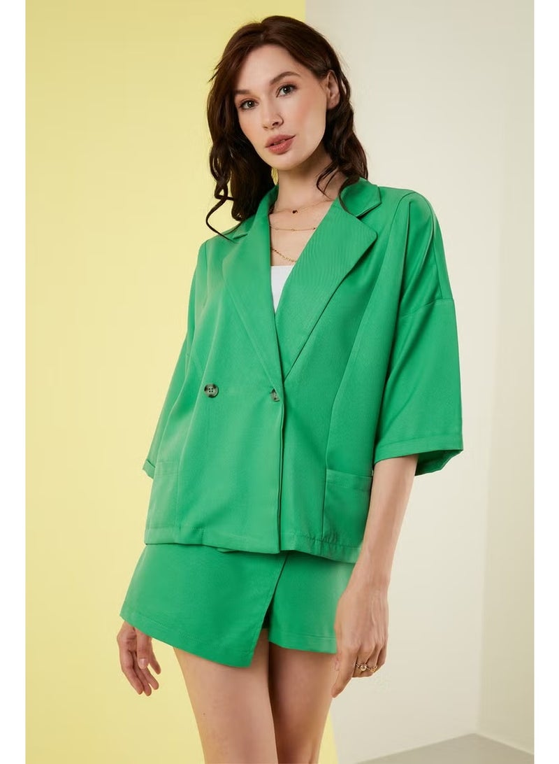 Lela Comfortable Fit Pocket Double Button Three Quarter Sleeve Classic Jacket Women's Jacket 6058058 - Image 2